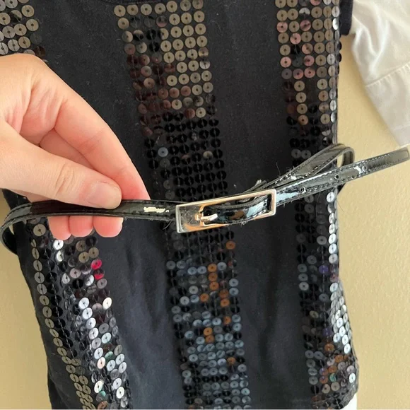 ⚫️LIMITED TOO: Girl size 12, 1/2 sleeve blouse w/sequins & detachable belt⚫️ - Picture 7 of 9